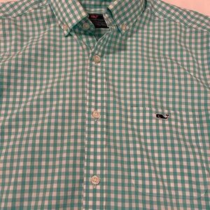 Vineyard Vines Men's Teal Checkered Button Down Shirt